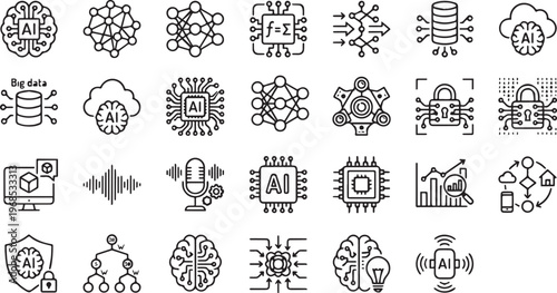  Modern Thin Line Machine Learning Symbols