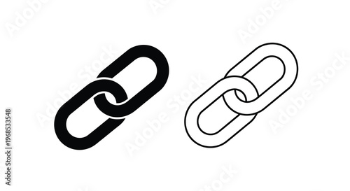 Two chain links one black and one white displayed side by side