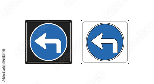 Two traffic signs indicating a sharp left turn ahead