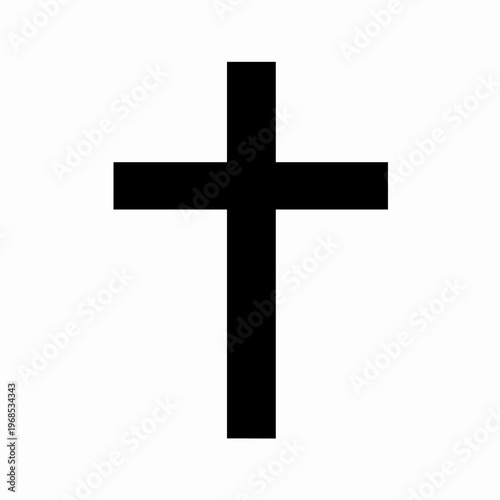 Minimalist Black Latin Cross Vector Illustration, Christian Religious Symbol Isolated on White Background for Spiritual and Faith-Based Graphic Design Concepts, Clean Silhouette Icon.