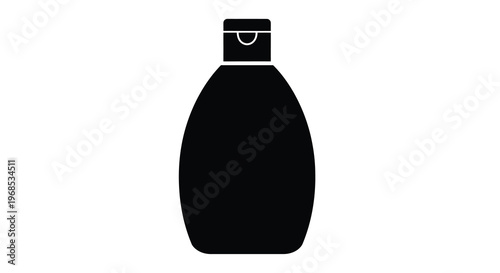 Simple black silhouette of a bottle with a dispensing pump