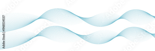 Abstract blue smooth waves on white background.Vector illustration.