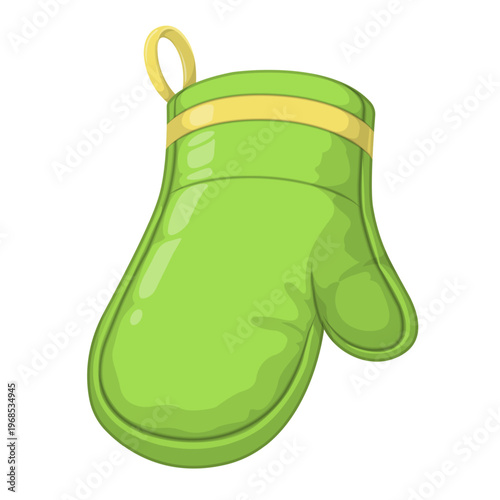 Cute Cartoon Green Oven Mitt Vector Illustration