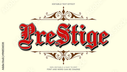 Vintage Victorian 3D Text Effect with Royal Red Ornaments