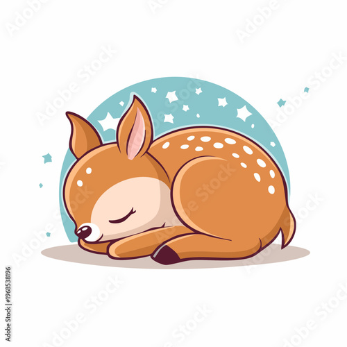 Schlafendes Rehkitz eingerollt – Minimal Vektor