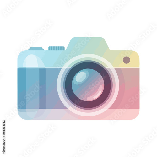Retro Camera Icon with Pastel Gradient Colors, Vintage Photography Symbol, Isolated Vector Art
