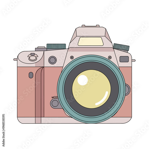 Retro Camera Illustration: Vintage Photography Equipment, Pastel Colors