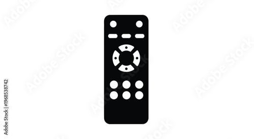 Simple black and white illustration of a modern television remote control