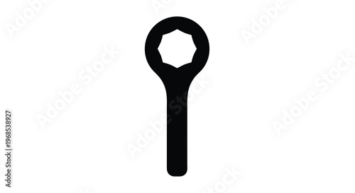 Simple black silhouette of an open end wrench tool on a white background