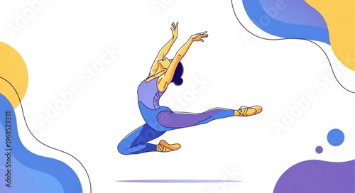 Graceful Dancer Performing a Leap in Mid-Air.