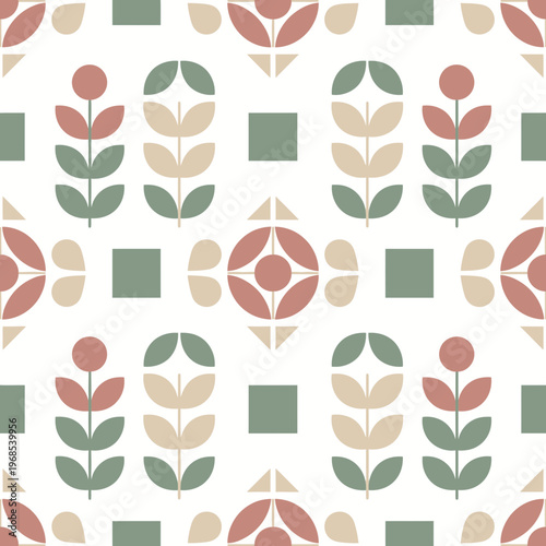 Patterned Botanical Floral and Geometric Motif