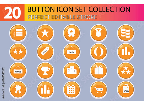BUTTON ICON SET COLLECTION DESIGN 