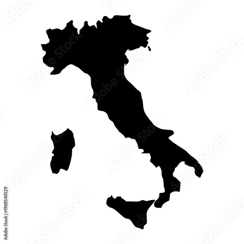 Italy Black Map Flat Design