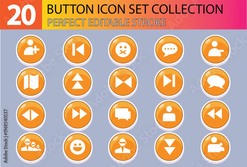 BUTTON ICON SET COLLECTION DESIGN 