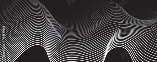 3D Vector wave lines pattern smooth curve flowing dynamic white light isolated on black background for concept of technology, digital, communication. vector