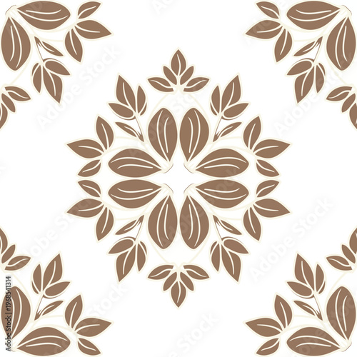 Decorative Floral Mandala Pattern in Brown Tones