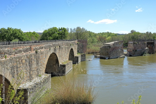Old Roman bridge over the Tagus River in Talavera de la Reina, Spain