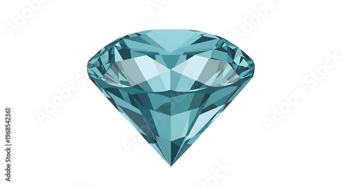 A large aquamarine diamond gemstone with many facets on a white background