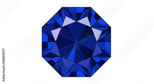 A blue gemstone icon with a faceted cut on a white background