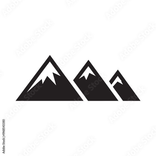 Minimalist mountain range illustration with three black peaks on white