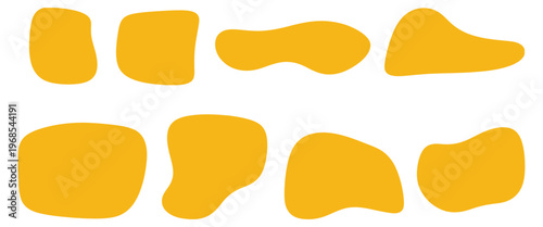 Abstract yellow shapes pack including rounded rectangles, squares, fluid organic forms, rank titles visualization, progress bars, status levels, achievement badges, performance tracking system, modern