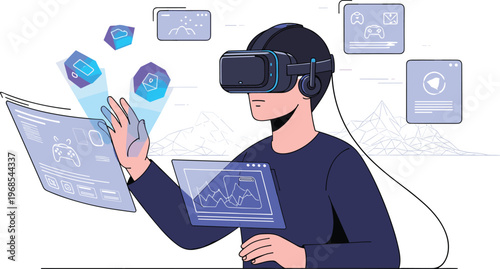 virtual, reality, vr, headset, gaming, metaverse, technology, simulation, digital, immersive, experience, innovation, future, interface, user, interaction, entertainment, cyber, environment, system