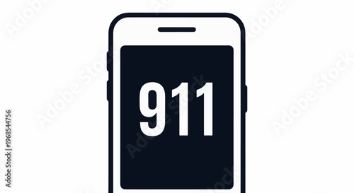 Stylized illustration of a smartphone displaying the emergency number 911