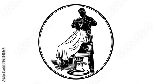 Barber cutting a man's hair.