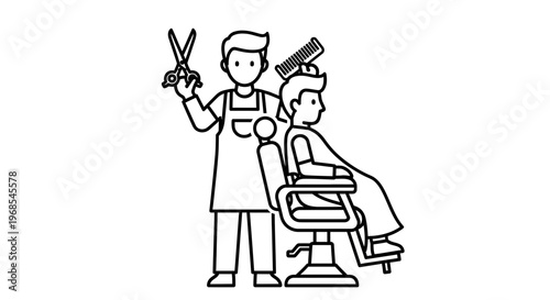 A barber cutting a man's hair.