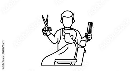 Professional dog groomer with tools.