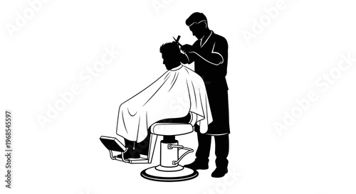 A barber cutting a man's hair.