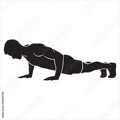 minimal black silhouette person push ups strength pose