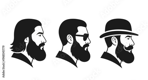 Three men with different beard styles.