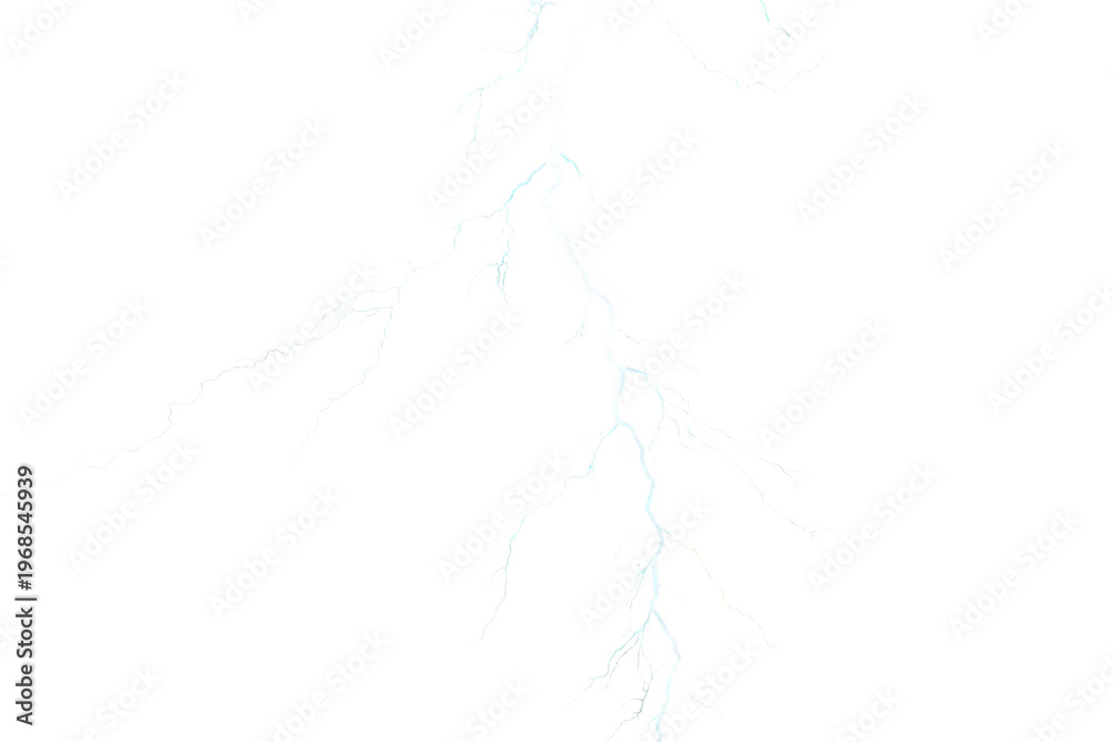 Fototapeta premium Lightning striking, forming an electrical discharge on transparent background, symbolizing storm, power, and energy