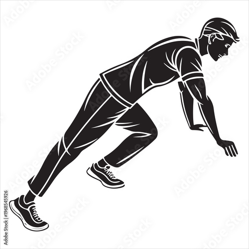 minimal black silhouette person push ups strength pose