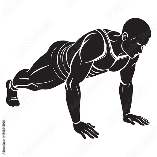 minimal black silhouette person push ups strength pose