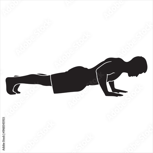 minimal black silhouette person push ups strength pose