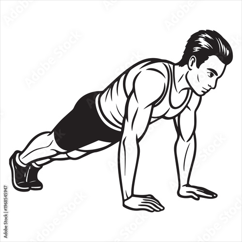 minimal black silhouette person push ups strength pose