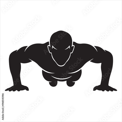 minimal black silhouette person push ups strength pose