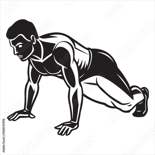 minimal black silhouette person push ups strength pose