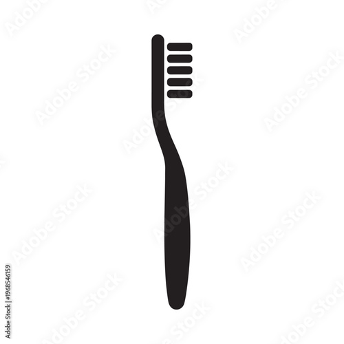 Simple black silhouette of a toothbrush on a white background