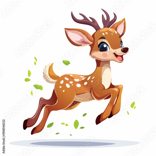 Rehkitz springt fröhlich – Dynamischer Cartoon