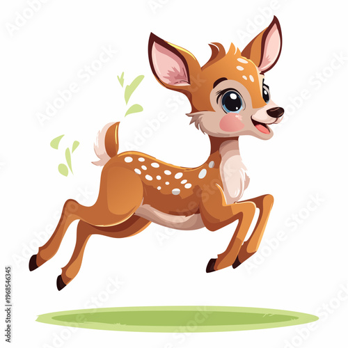 Rehkitz springt fröhlich – Dynamischer Cartoon