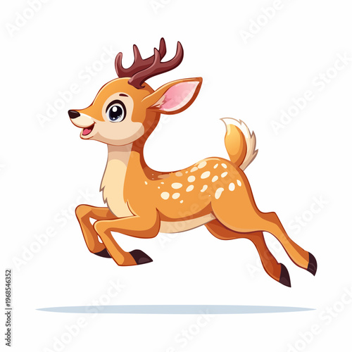Rehkitz springt fröhlich – Dynamischer Cartoon