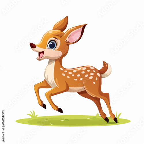 Rehkitz springt fröhlich – Dynamischer Cartoon