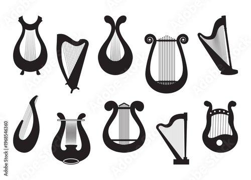 Lyre vector, Lyre clipart, Lyre silhouette