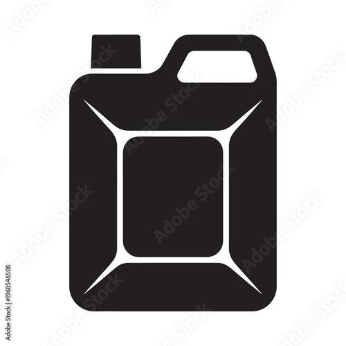 Black silhouette of a plastic gas can with handle and cap