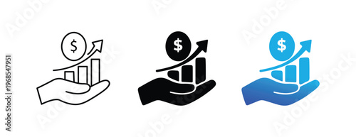 Photos Financial Growth Hand Chart Icon Vector Set