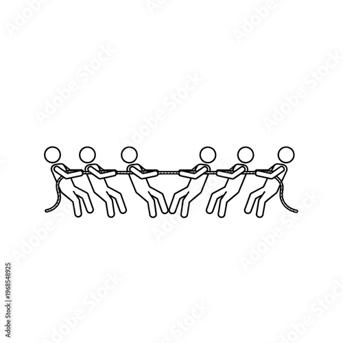 Team Tug of War Silhouette Icon - Competition and Struggle