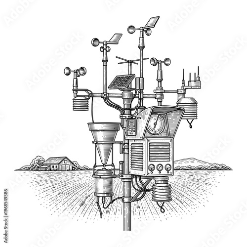 detailed vintage lunar landing module illustration on moon surface with antennas and scientific equipment